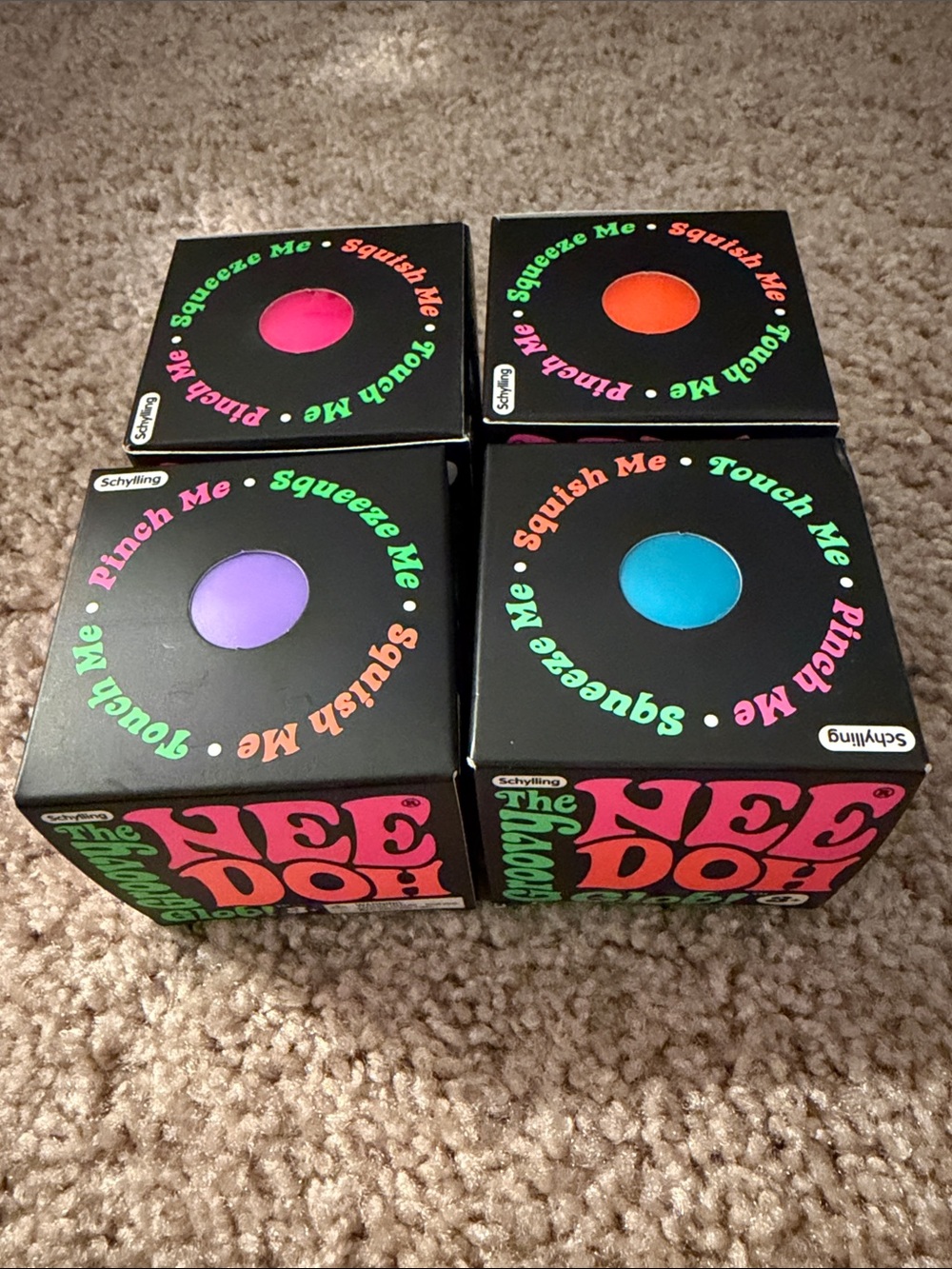 NeeDoh Groovy Glob set of 4- Blue, Purple, Pink, Orange